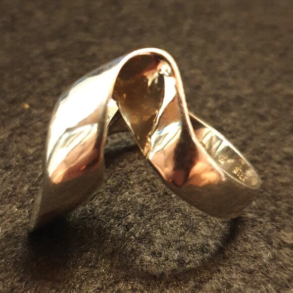 Bold Vintage Sterling Silver Open-Wave Modernist Ring – European Craftsmanship - Picture 8 of 14